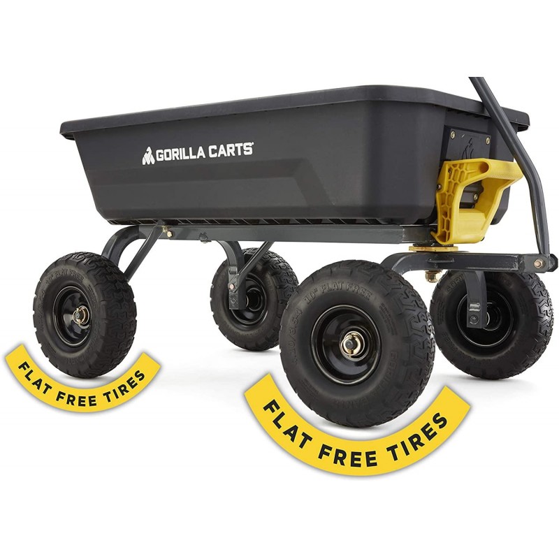 Gorilla Carts 4GCG-NF 4 Cu. Ft. Poly Garden Dump Cart with No-Flat Tires, Black ( Exclusive)
