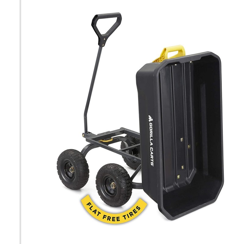 Gorilla Carts 4GCG-NF 4 Cu. Ft. Poly Garden Dump Cart with No-Flat Tires, Black ( Exclusive)