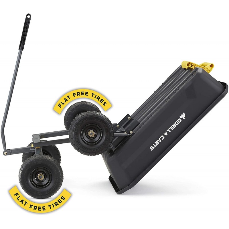 Gorilla Carts 4GCG-NF 4 Cu. Ft. Poly Garden Dump Cart with No-Flat Tires, Black ( Exclusive)