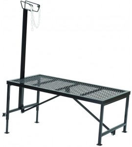 Weaver Leather Livestock Steel Trim Stand - Adjustable and Durable Trimming Stand for Sheep, Goats, and Other Livestock - Wire Headpiece Holds Animals in Place During Grooming, Black