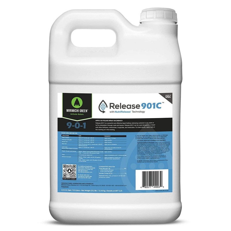 Mirimichi Green Release 901C (2.5 Gallon Concentrate Covers up to 160,000 Sq. Ft.) Foliar Fertilizer to Nourish Grass, Plants, Trees, and Gardens