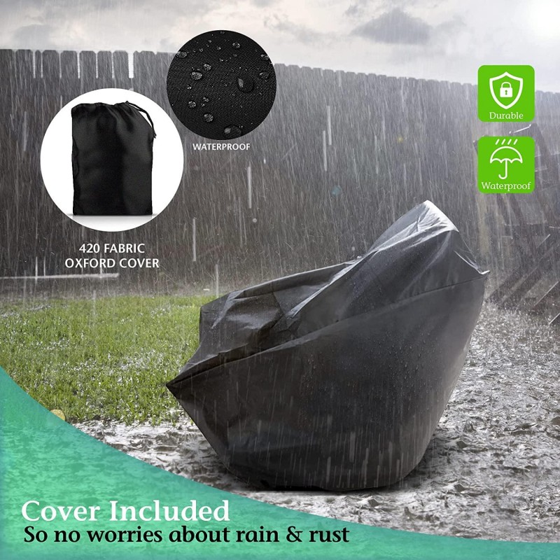 Bralys BRALYS Garden Cart with Seat - Rolling Gardening Cart Scooter Workseat Large Wheels, Basket, Waterproof Cover Included ,360degree Rotation, Height Adjustable Swivel Chair.