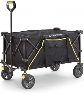 Gorilla Carts GCSW-7P 7 Cu. Ft. Collapsible Folding Outdoor Utility Wagon with Oversized Bed, Black Gorilla Carts GCSW-7P 7 Cu. Ft. Collapsible Folding Outdoor Utility Wagon with Oversized Bed, Black