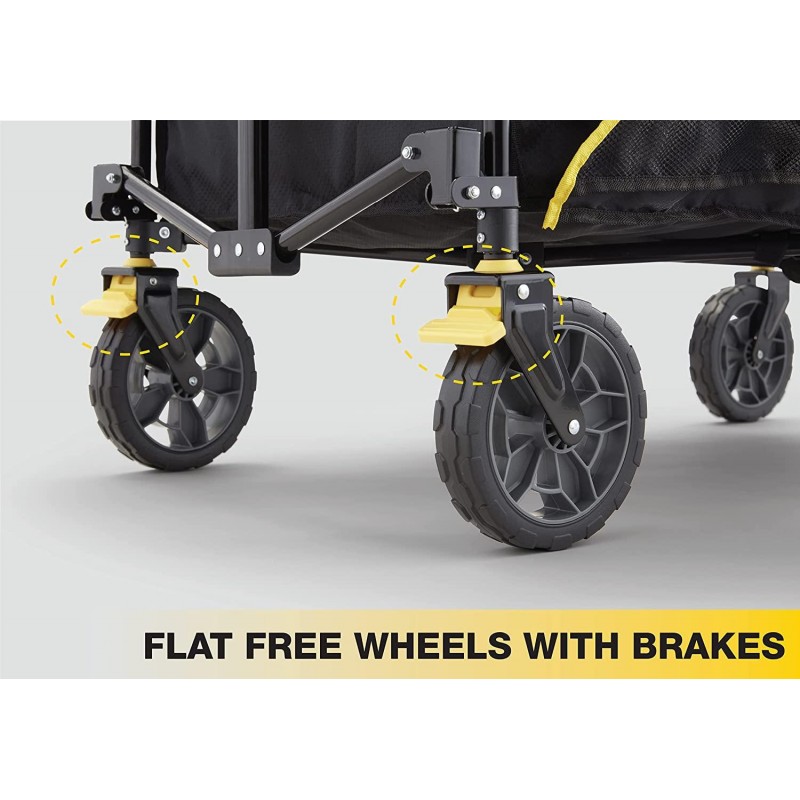 Gorilla Carts GCSW-7P 7 Cu. Ft. Collapsible Folding Outdoor Utility Wagon with Oversized Bed, Black