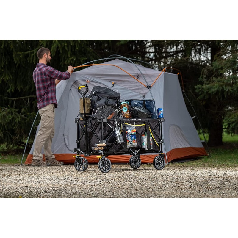 Gorilla Carts GCSW-7P 7 Cu. Ft. Collapsible Folding Outdoor Utility Wagon with Oversized Bed, Black