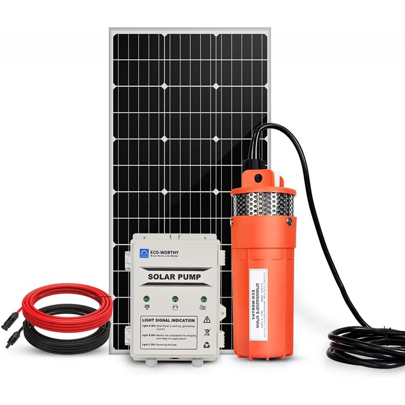 ECO-WORTHY Solar Well Pump Kit with Battery Backup, 12V Solar Water Pump + 100W Solar Panel Kit + 10Ah Battery for Well, Irrigation, Filling Water Tank-DELIVERY IN 2 PARCELS