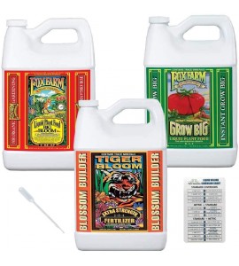 Fox Farm Liquid Nutrient Trio Soil Formula: Big Bloom, Grow Big, Tiger Bloom (Pack of 3 - 1 Gallon Bottles) Bundled with Twin Canaries Chart & Pipette