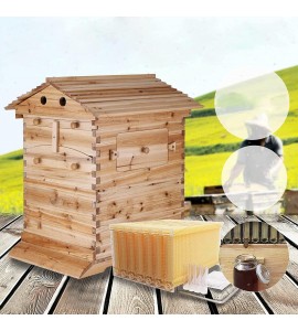 Lwestine Flow Hive Beehive kit Automatic Wooden bee hive House kit Beehive Boxes with 7 Peice Comb Honey Frames for Beginning and Professional Beekeepers