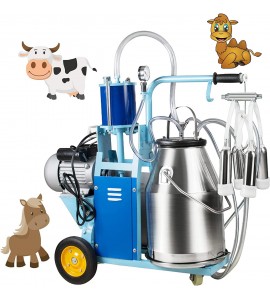 funchic Electric Milking Machine Milker with 25L/6.6Gallon 304 Stainless Steel Bucket for Big Livestocks Cows Horse Camel,Farm Use 110V/220V