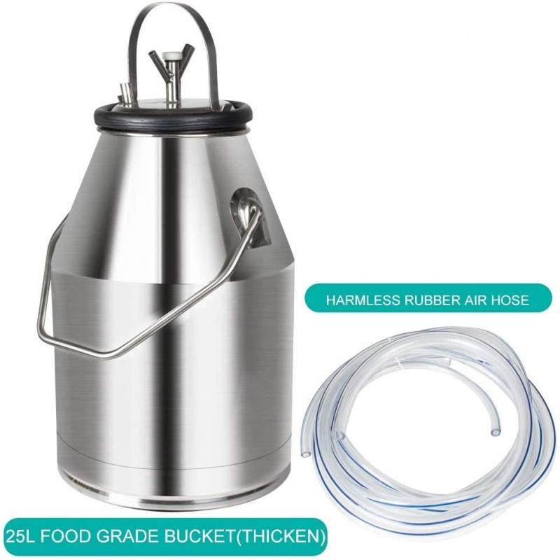 funchic Electric Milking Machine Milker with 25L/6.6Gallon 304 Stainless Steel Bucket for Big Livestocks Cows Horse Camel,Farm Use 110V/220V