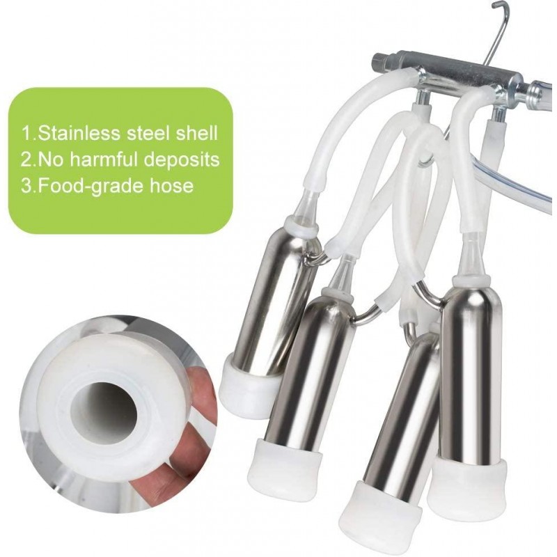 funchic Electric Milking Machine Milker with 25L/6.6Gallon 304 Stainless Steel Bucket for Big Livestocks Cows Horse Camel,Farm Use 110V/220V