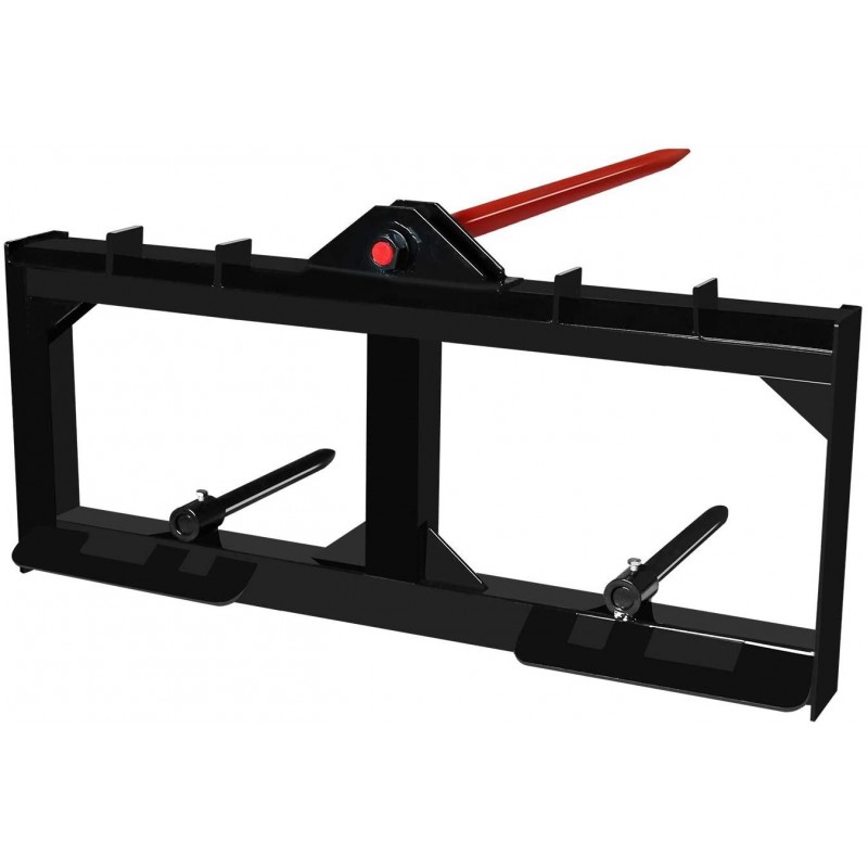 AIWARGOD 49 Inch Tractor Hay Spear Attachment Skid Steer Quick Attach 3000LBS for Bobcat Tractors with 1pc Red Hay Spear + 2pcs Black Stabilizer Spears Spike Fork Tine