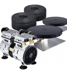 HQUA PAS20 Pond & Lake Aeration System for Up to 3 Acre, 1/2 HP Compressor + Two 100' Weighted Tubing + 2 Diffusers