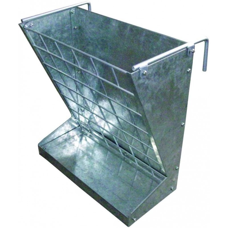 Little Giant Compact Heavy-Duty Galvanized Metal 2 in 1 Forage and Grain Feeder with Hook Mount for Livestock, Goat, and Sheep (4 Pack)