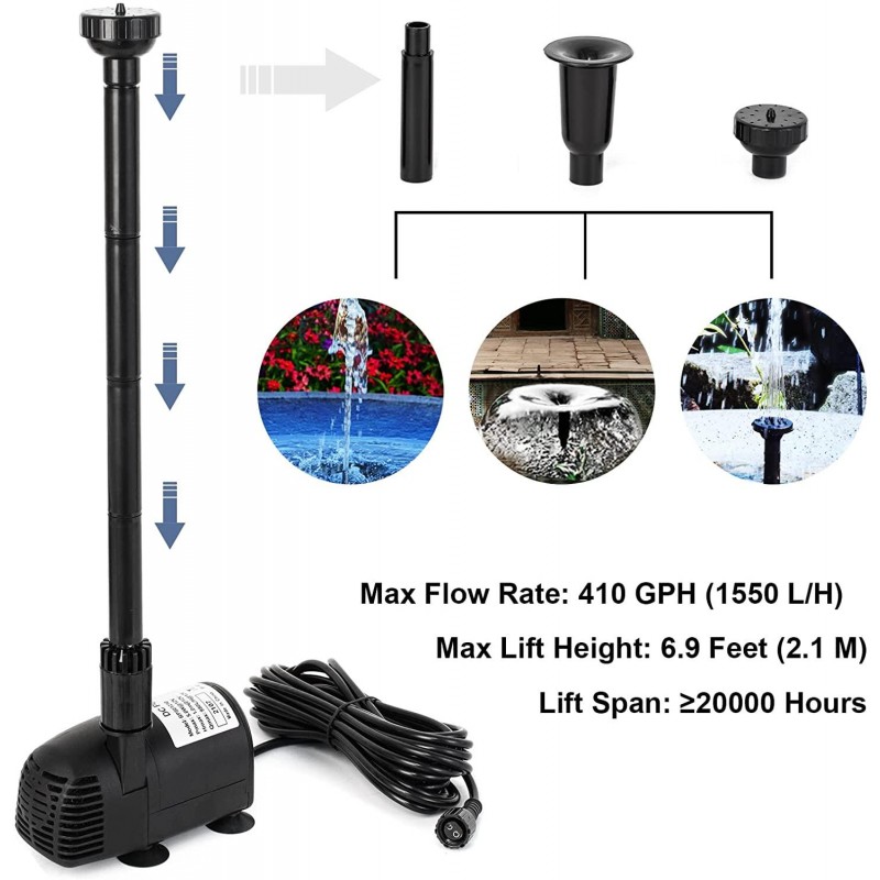 ECO-WORTHY Solar Fountain Water Pump Kit 25 W, 410GPH Submersible Powered Pump and 25 Watt Solar Panel for Sun Powered Fountain, Fish Pond, Pond Aeration, Hydroponics, Garden Decoration, Aquaculture…