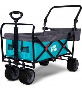 TMZ All Terrain Utility Folding Wagon, Collapsible Garden Cart, Heavy Duty Beach Wagon, for Shopping, Camping, and Outdoor Activities with Push Handle and Brakes (Turquoise&Grey)… TMZ All Terrain Utility Folding Wagon, Collapsible Garden Cart, Heavy Duty Beach Wagon, for Shopping, Camping, and Outdoor Activities with Push Handle and Brakes (Turquoise&Grey)…